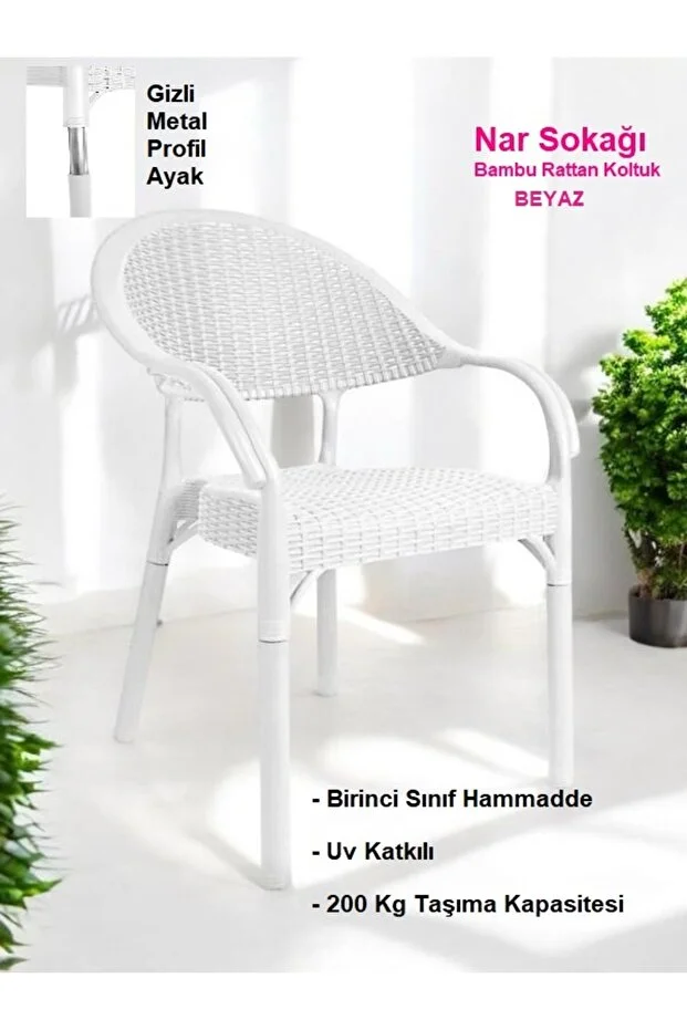 Bambu Rattan Kollu Sandalye Koltuk